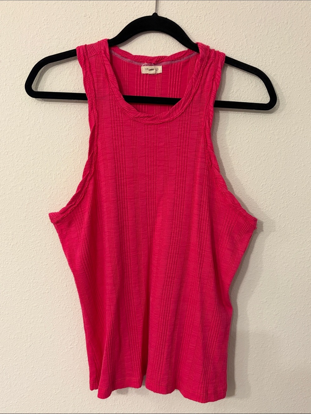 Pilcro Hot Pink Ribbed Scoop Neck Tank